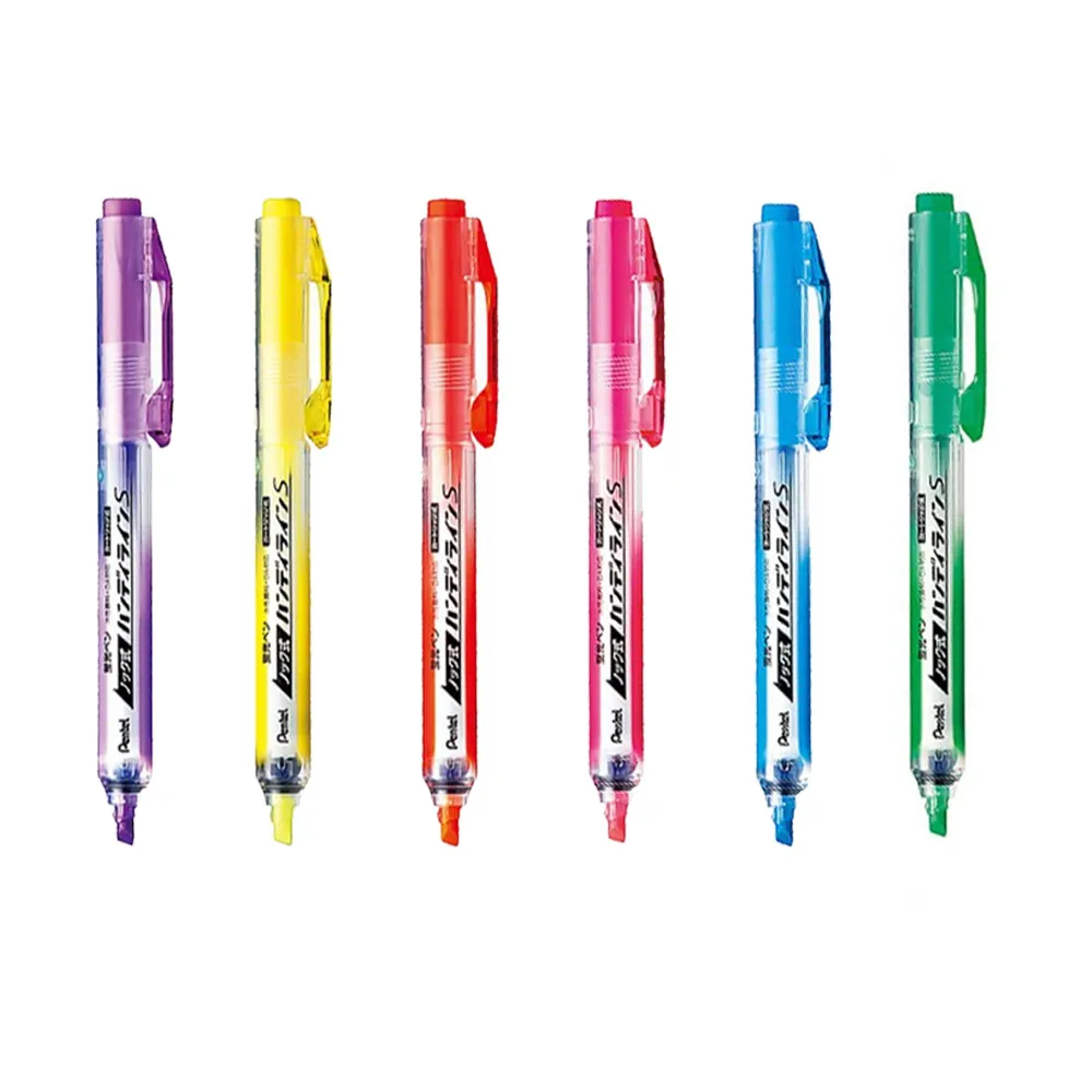 【Pentel 飛龍】按壓式自動螢光筆(3色1包)