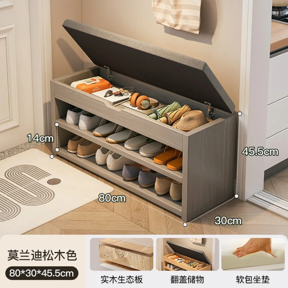 【MINE 家居】換鞋凳 鞋櫃 穿鞋椅  透氣軟麻墊鞋櫃80cm(穿鞋椅 換鞋凳 鞋櫃)