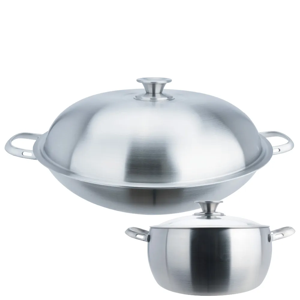 【CHEF 掌廚】316不鏽鋼 七層複合金雙鍋組(炒鍋40cm+湯鍋24cm)