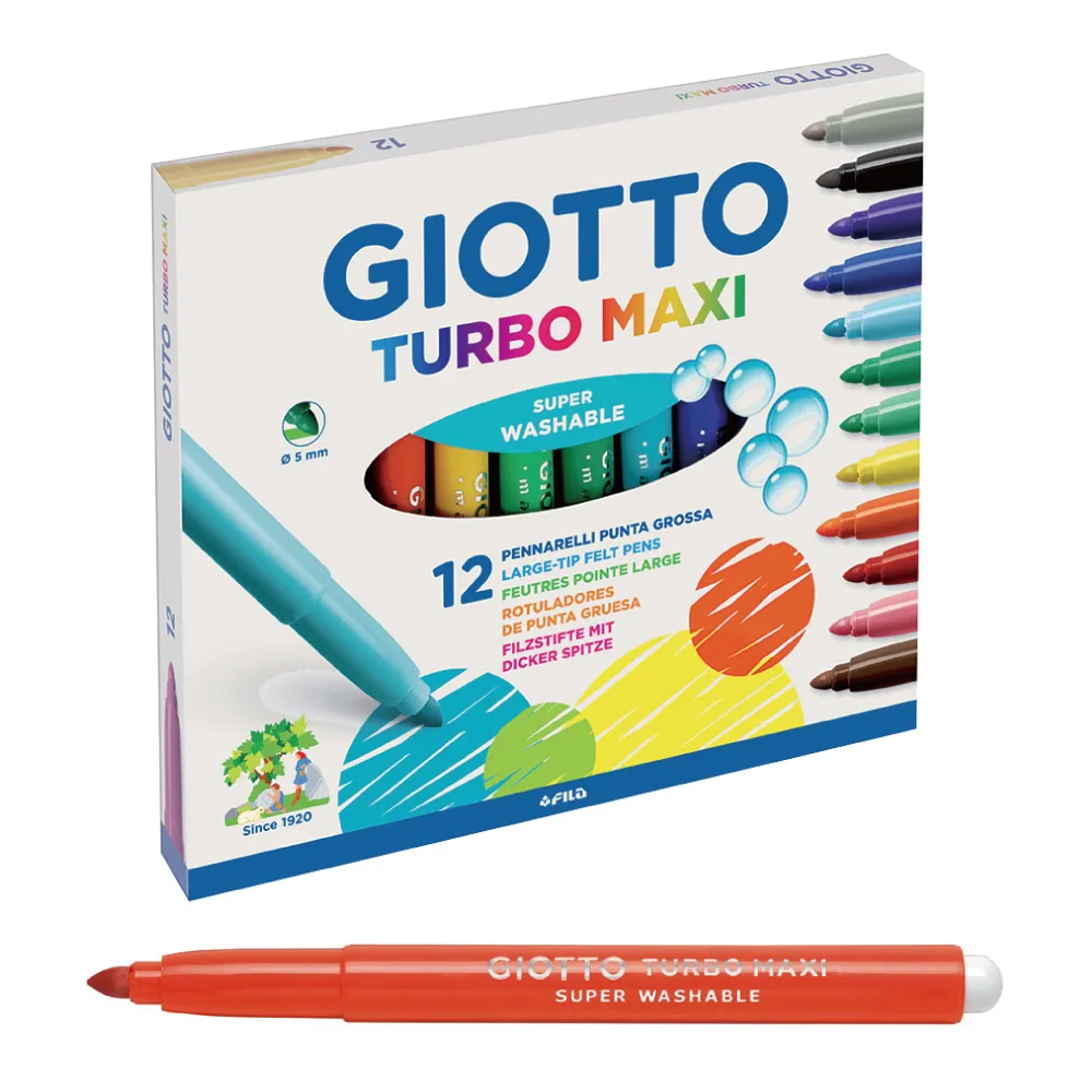 【GIOTTO】可洗式兒童安全彩色筆(12色)｜水洗彩色筆 兒童彩色筆
