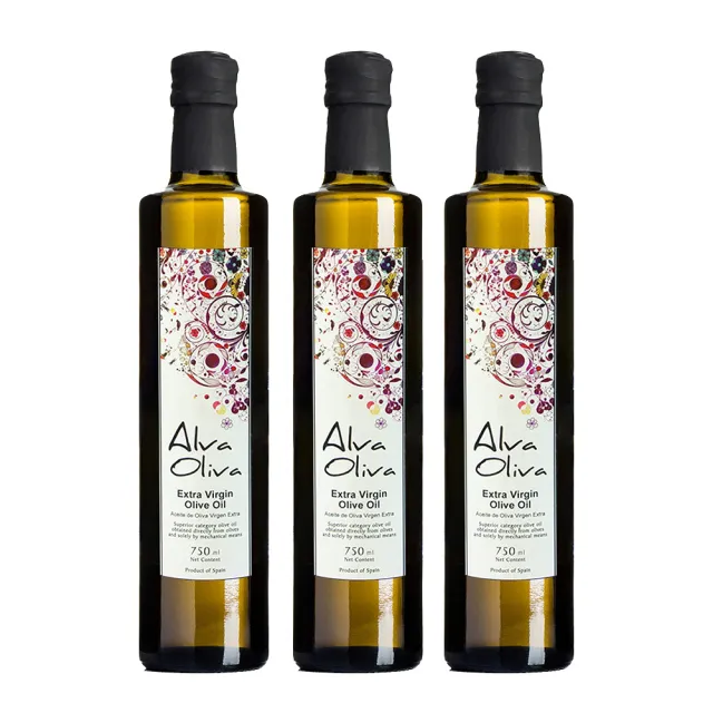 【Alva Oliva】艾娃橄欖 特級冷壓初榨橄欖油750mlx3瓶(可生飲/出廠酸價0.3)