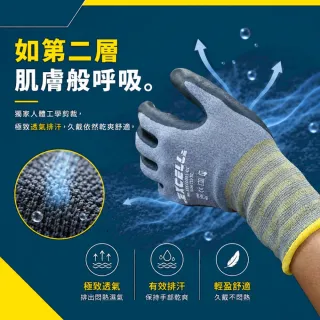 【Excell.tw】高品質防滑觸控工作手套 (6雙/包)｜超強透氣排汗 15針編織 零延遲靈敏觸控 丁腈橡膠發泡塗層