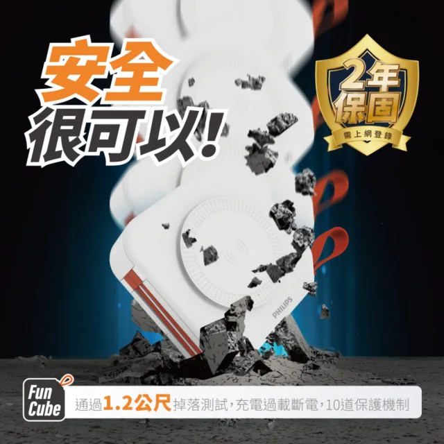 【Philips 飛利浦】獨家DLP4347 10000mAh多合一螢幕顯示行動電源(磁吸/自帶雙線/無線/37Wh_具Wh標示)