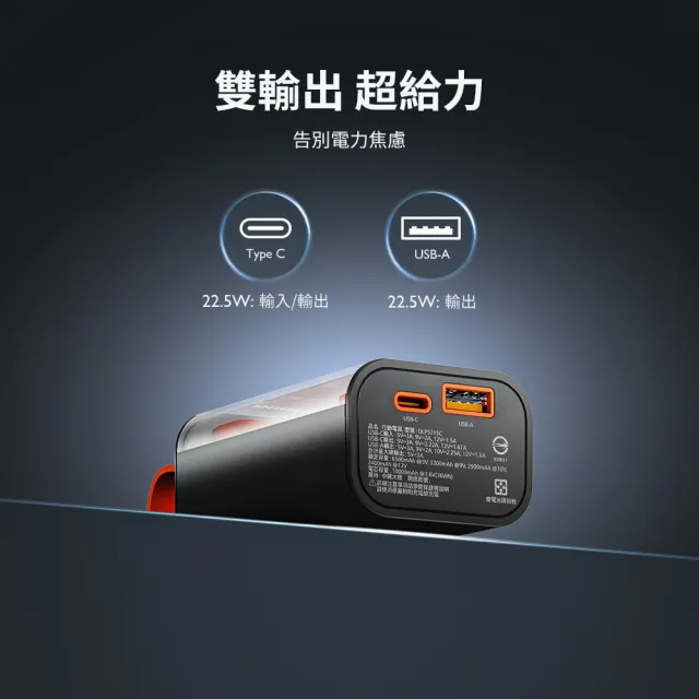 【Philips 飛利浦】獨家DLP5715C 10000mAh 22.5W透明工業美學行動電源(掛繩設計/急速滿電/36Wh_具Wh標示)