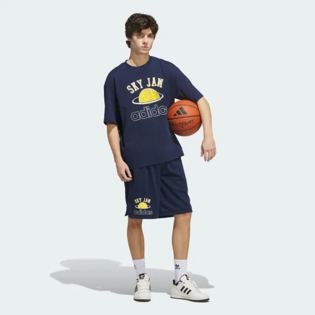 【adidas 愛迪達】Skyjam Gfx Tee 男女 T恤 運動上衣 休閒短袖 深藍 印花(IA2394)