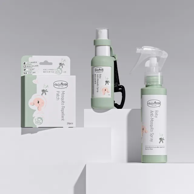 【Baan 貝恩】嬰兒防蚊貼片20片二入+嬰兒防蚊噴液45ml