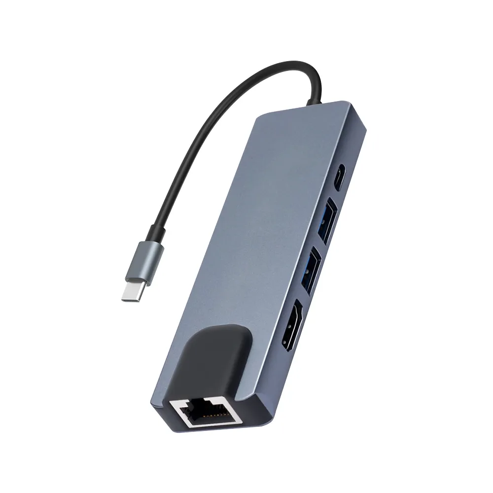 【ZA 喆安】5合1 Type-C HUB轉接集線器 支援USB-C to HDMI投影/PD充電/3.2/外接網卡 適用MacBook/手機/筆電