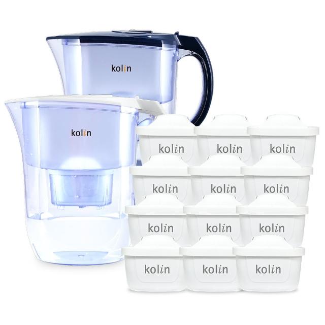 【Kolin 歌林】四重精濾濾水壺 3.8L+濾芯12入(共13芯/34個月/適用Brita)
