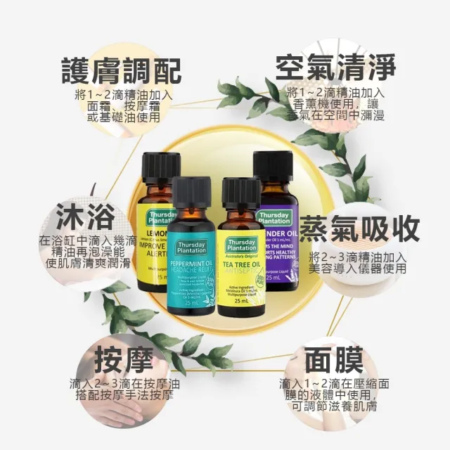 【ThursdayPlantation 星期四農莊】買2送2-經典精油任選25ml(茶樹/薄荷/薰衣草/檸檬)-禮物/禮盒