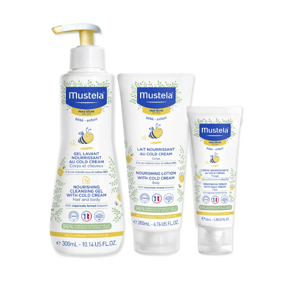 【Mustela 慕之恬廊】慕之幼 高效全護組(高效雙潔乳300ml＋高效潤身乳200ml＋高效面霜40ml)