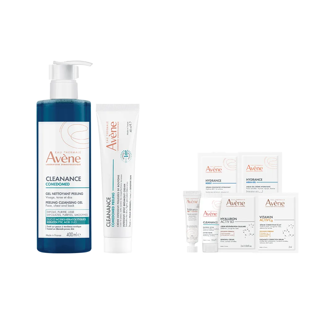 【Avene 雅漾】官方直營 煥亮淨痘速效組(雙酸角質煥亮潔膚露400ml+A醛淨痘精華40ml)