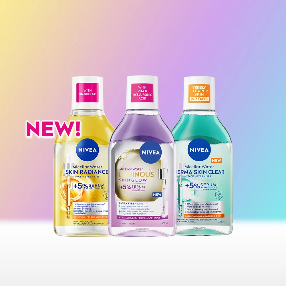 【NIVEA 妮維雅】新品上市★妮維雅5%養膚精華卸妝水400ml(極淨透白/控油抗痘/GLOW亮煥膚)