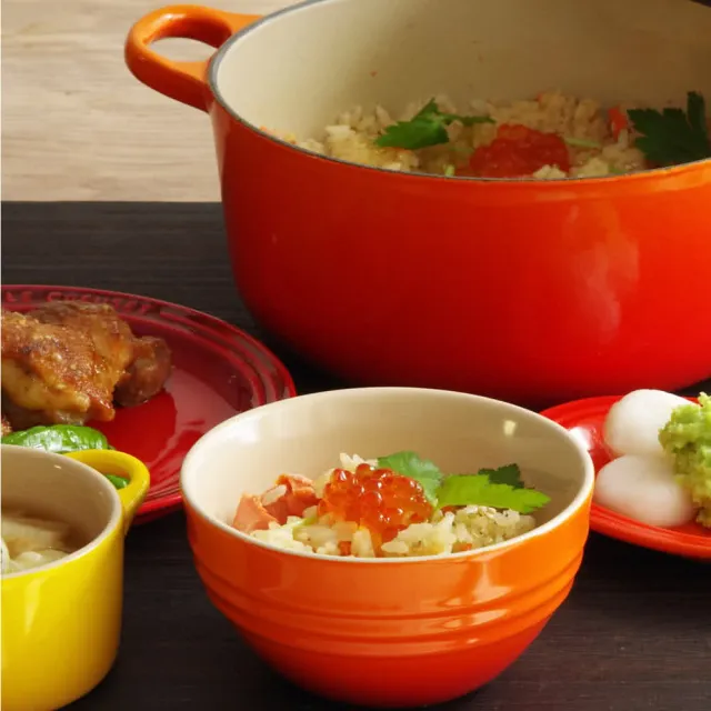 【Le Creuset】瓷器韓式飯碗350ml(溫桲黃/火焰橘/淡粉紅 3色選1)