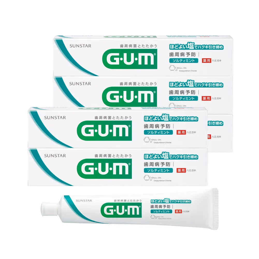 【G.U.M】牙周護理牙膏 清爽岩鹽150g-5入組(盒裝)