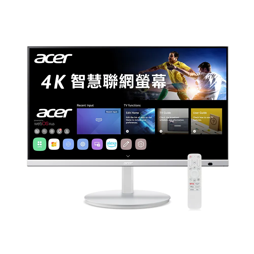 【Acer 宏碁】支架組★CS272K 高低旋轉智慧聯網螢幕(27型/4K/60Hz/14ms/IPS)
