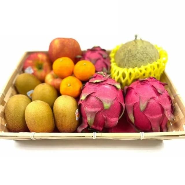 【RealShop】水果豪華箱 蘋果5顆＋奇異果7顆+柑橘9顆+芒果3顆+哈密瓜1顆(中元普渡 拜拜箱 企業採購)