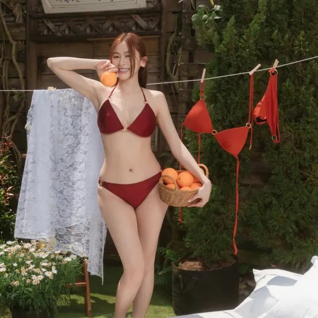 【SeasonsBikini 】黑標美胸比基尼/台灣製 勃根地酒紅 -009-大尺碼(比基尼集中小胸救星泳衣)