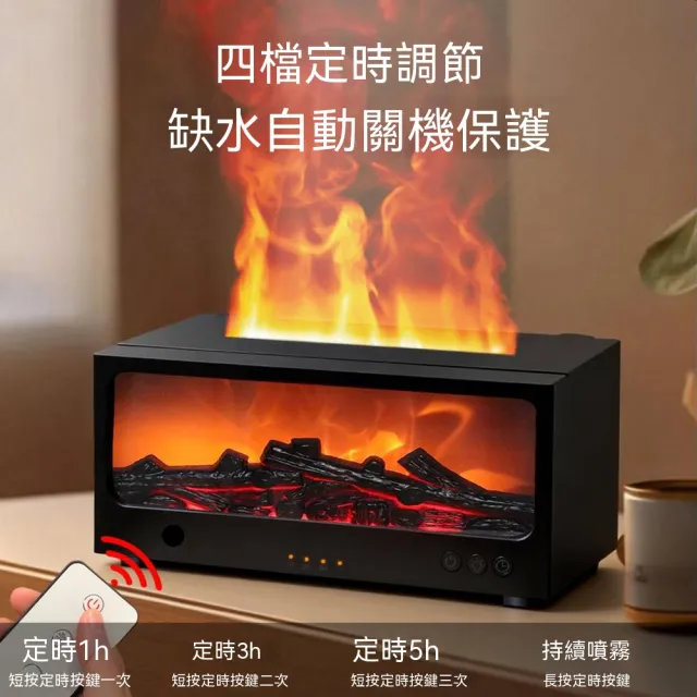 七彩定時遙控香薰機 桌面仿真 3D 壁爐機 超音波精油霧化機 動感火焰居家空間香氛裝置