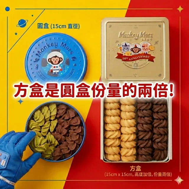 【monkey mars 火星猴子】經典曲奇奶酥系列 方盒款2盒組（禮盒/餅乾/零食/中秋送禮）