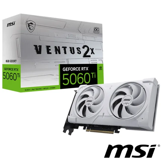 【MSI 微星】GeForce RTX 5060 Ti 8G VENTUS 2X OC WHITE PLUS 顯示卡