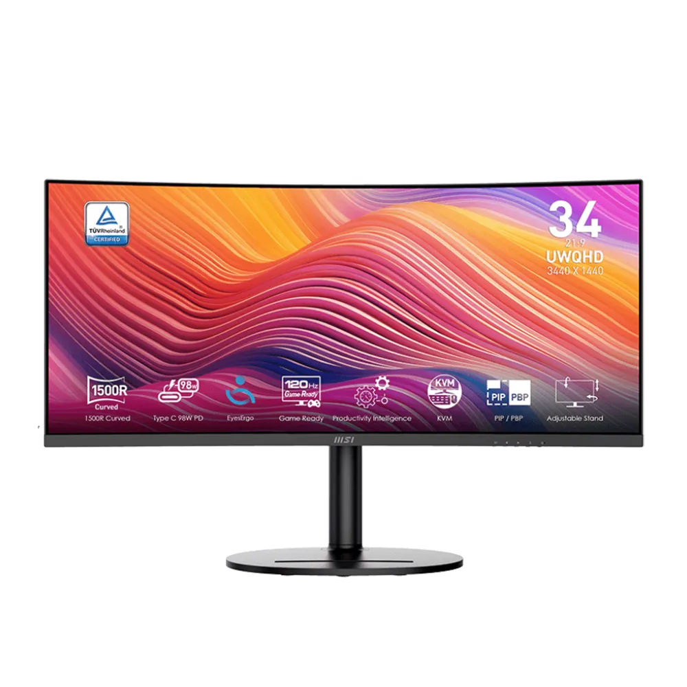 【MSI 微星】MODERN MD342CQP 34型 VA 120Hz 21:9 曲面螢幕(1500R曲率/HDMI/Type-C/1ms MPRT)