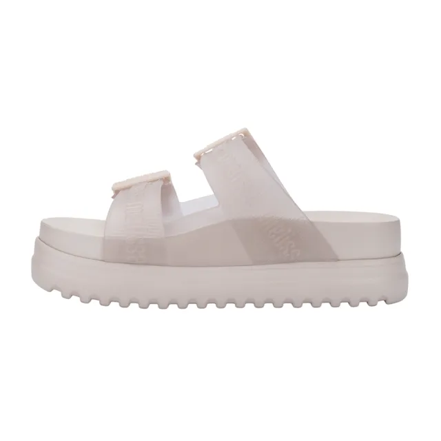 【Melissa】LOGO雙扣帶厚底拖鞋-大童(米色) 防潑水