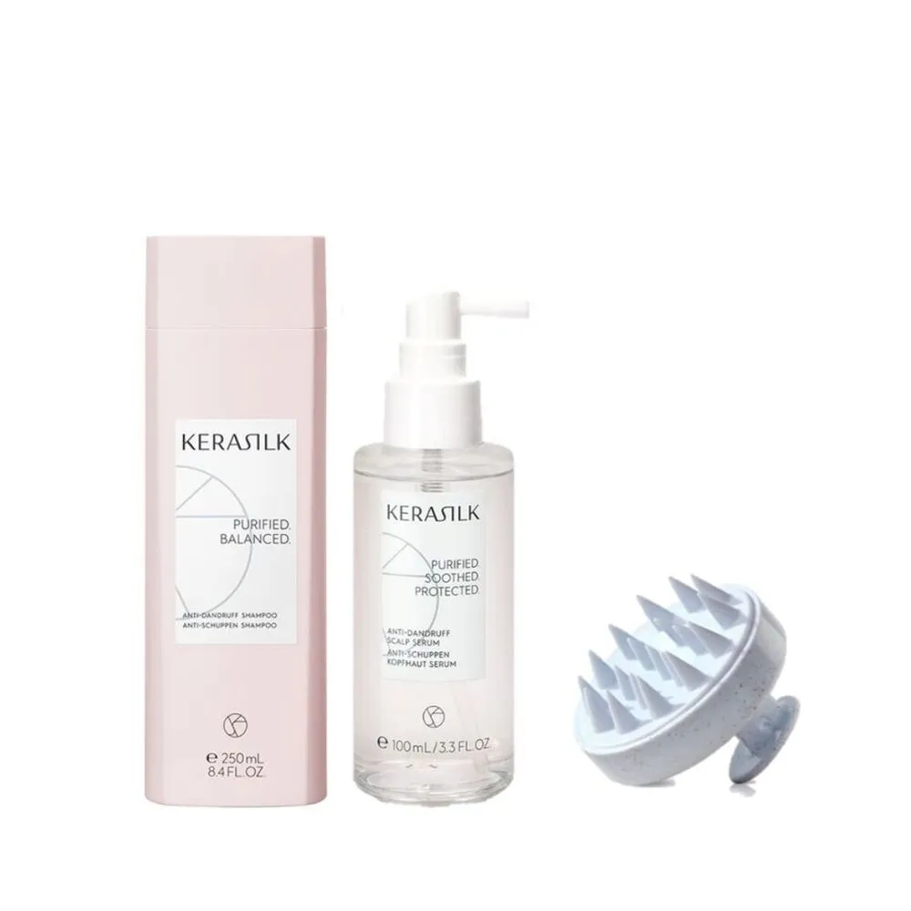 【KERASILK】清爽抗屑淨化組☆屑屑拜拜髮浴250ml+菁華100ml(油水不平衡頭皮適用/洗髮精/控油抗屑/長效控油)