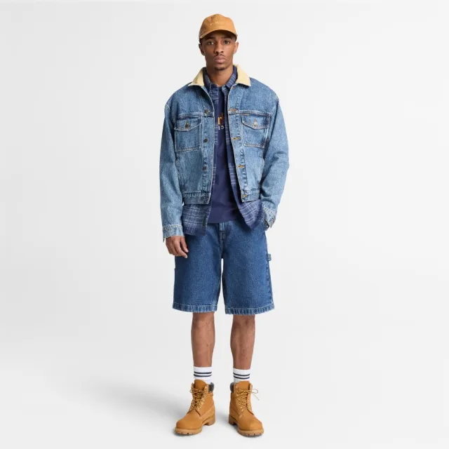 【Timberland】男款海軍藍刺繡LOGO短袖T恤(A5TUUAIH)