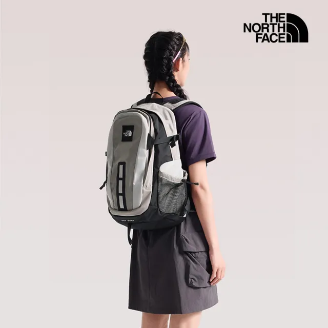 【The North Face】北面男女款灰色DWR防潑水休閒後背包｜3KYJY24 筆電包/登山包