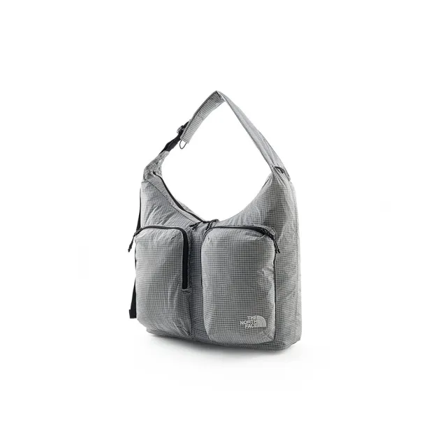 【The North Face】北面男女款淺灰色DWR防潑水雙口袋休閒單肩包｜8JCBMYB 斜背包