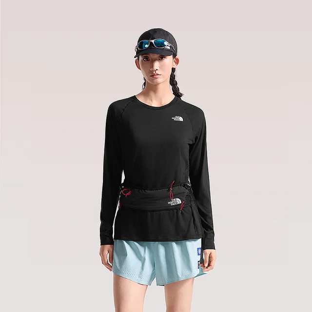 【The North Face】北面女款黑色美麗諾羊毛透氣長袖T恤｜8J2ZJK3
