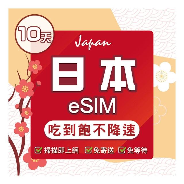 【環亞電訊】eSIM日本Docomo 10天吃到飽(日本網卡 docomo 原生卡 不降速 沖繩 大阪 北海道 eSIM)