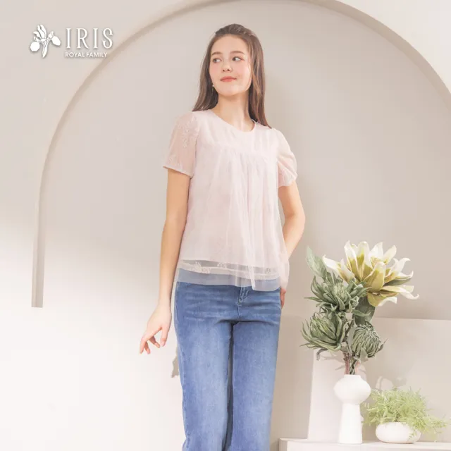【IRIS 艾莉詩】清雅蕾絲網紗上衣-5色(52149)