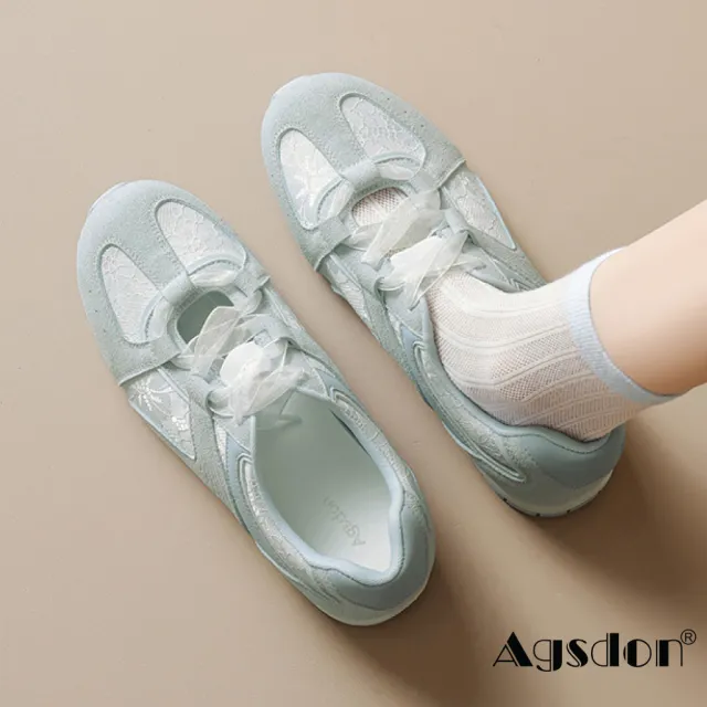 【Agsdon】芭蕾風日系百搭軟底耐磨拼接瑪麗珍鞋 休閒鞋(米色 / 淺藍色 / 裸粉色)