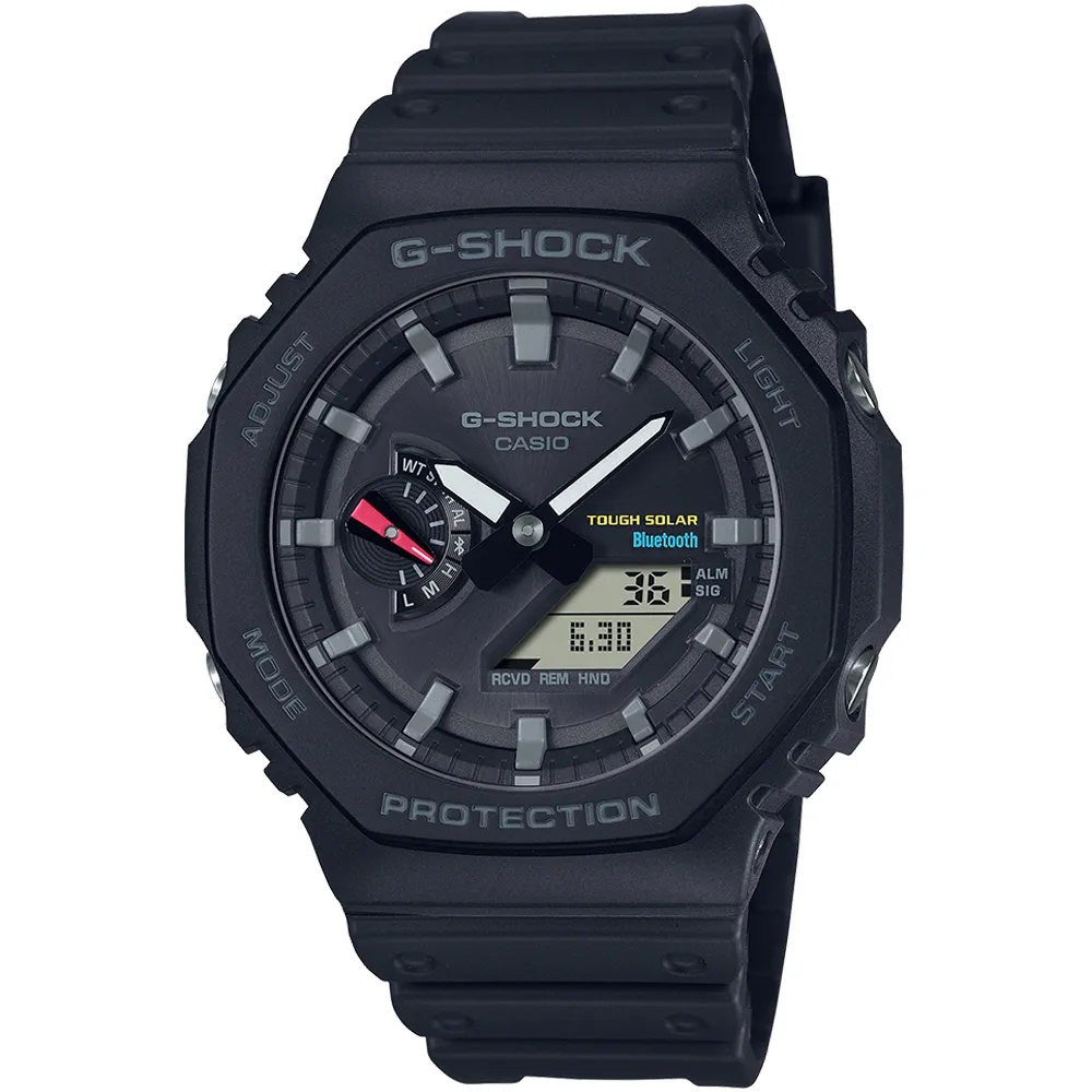 【CASIO 卡西歐】G-SHOCK 藍牙 太陽能 八角防護構造雙顯手錶 送禮 禮物(GA-B2100-1A/速)