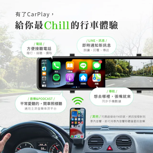 【Philo 飛樂】官方旗艦店 4K觸控11.26吋螢幕 CarPlay 電子後視鏡 行車紀錄器 CAP66(WIFI/贈64G/雙鏡頭)