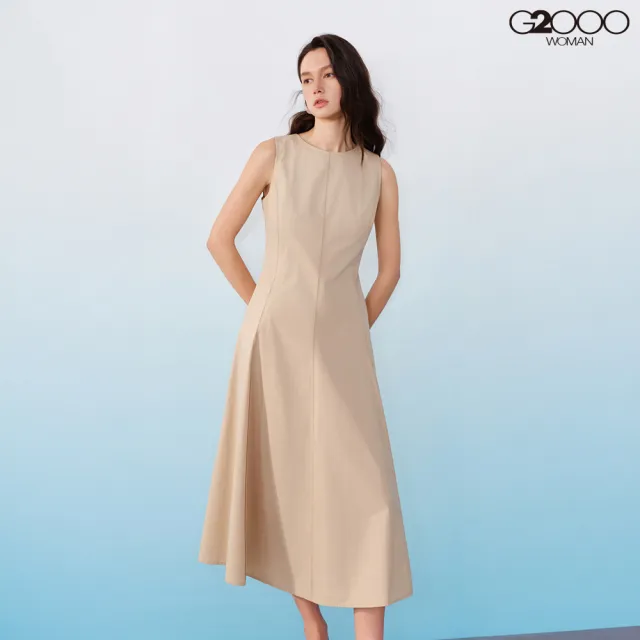 【G2000】女款 圓領無袖長洋裝-杏色(6123304611)