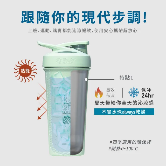【Blender Bottle】☆特別款☆Sleek不鏽鋼｜保溫保冰杯25oz/740ml(Strada/保溫杯/運動水壺/冰壩杯)