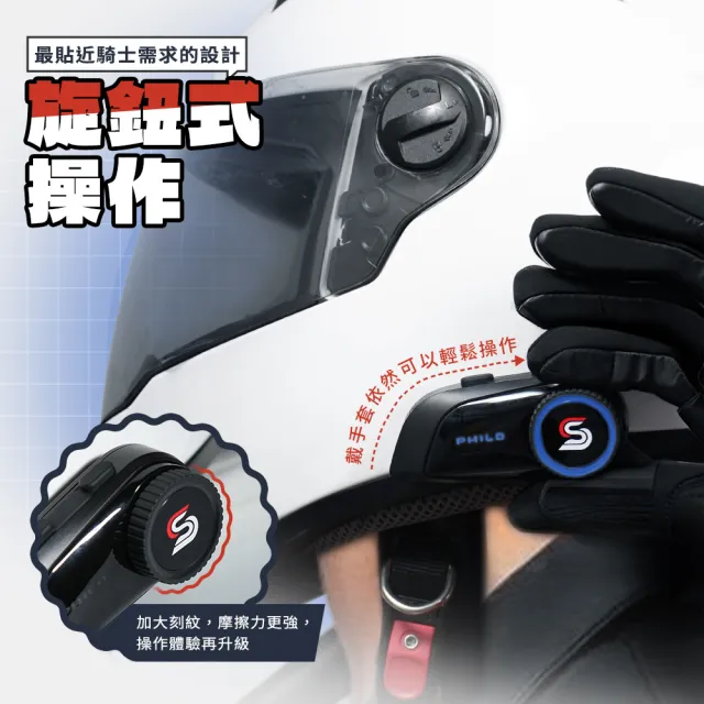 【Philo 飛樂】Jazz5s 1200Mah 全混音 安全帽藍牙對講耳機｜旋鈕版(藍芽安全帽/安全帽藍牙耳機/安全帽耳機)