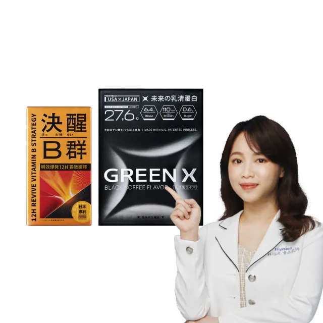 【TAIZAKU 火星生技】決醒對策B群60錠/盒+GreenX進化乳清蛋白-義式深焙風味40gX4包/盒(維他命 緩釋 精神)