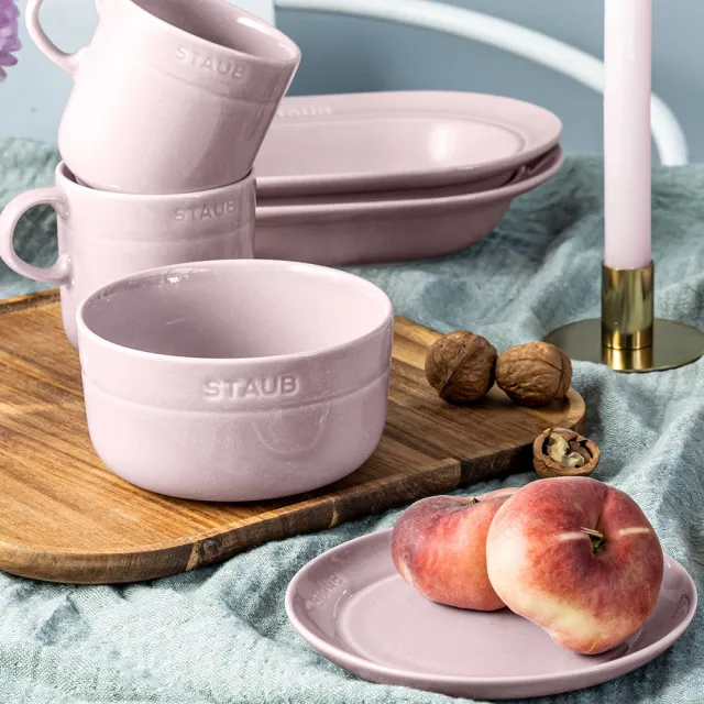 【STAUB】圓形陶瓷餐碗12cm-日暮粉/500ml(德國雙人牌集團官方直營)