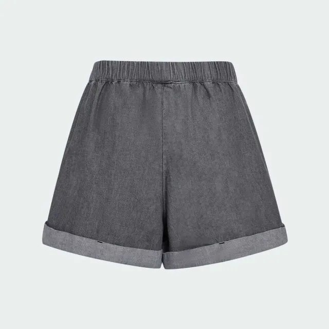 【adidas 愛迪達】Denim Short W 女 短褲 牛仔短褲 休閒短褲 黑 亞版 丹寧 蝴蝶結(LF4601)