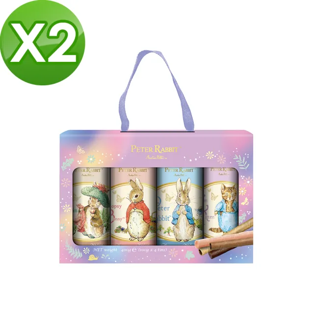 【PETER RABBIT 比得兔】馨享綜合捲心酥禮盒400g(100gX4罐)X2盒(中秋禮盒/送禮推薦)