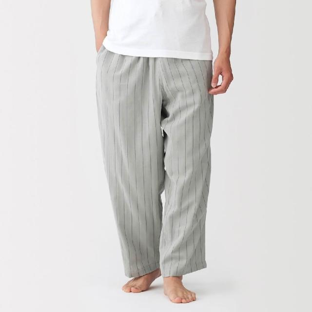 【MUJI 無印良品】男二重紗織家居長褲(灰直紋/墨灰直紋/深藍直紋)
