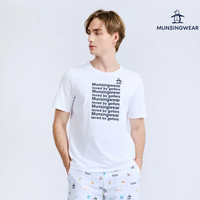 【Munsingwear】企鵝牌 男款白色 美式休閒字母印花短袖T恤 MGXL2502
