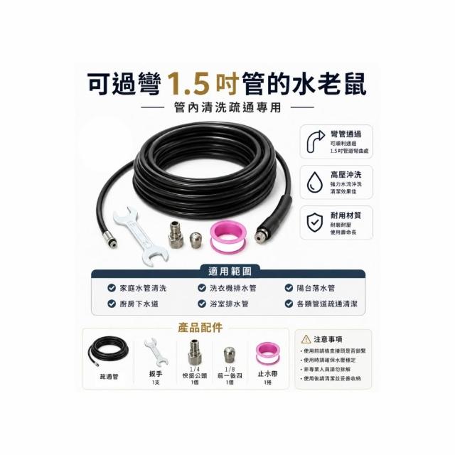 【一本店鋪】10米疏通管 噴水孔前一後四(通水管 疏通管 清洗管 水老鼠管)