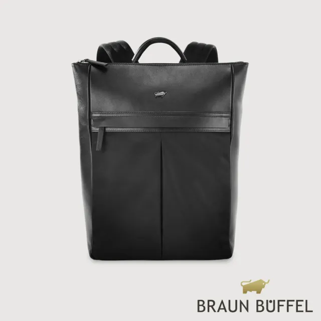 【BRAUN BUFFEL 德國小金牛】雷諾瓦-TW1 後背包-黑色(BF707-73-BK) 男包送禮推薦