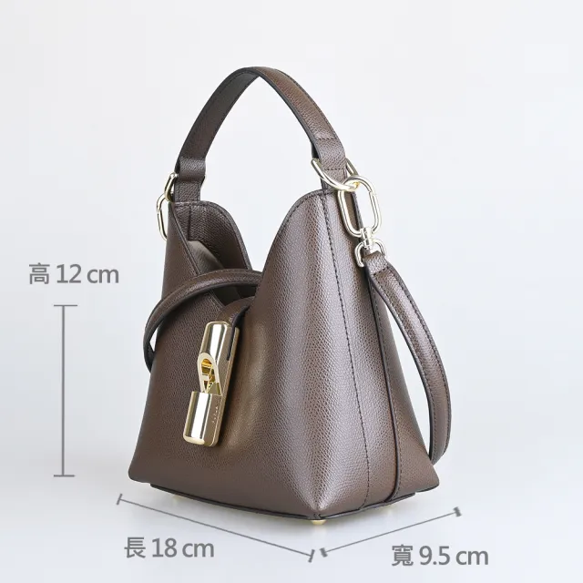 【FURLA 芙拉】FURLA精品小牛皮兩用手提斜背包(迷你/深咖啡)
