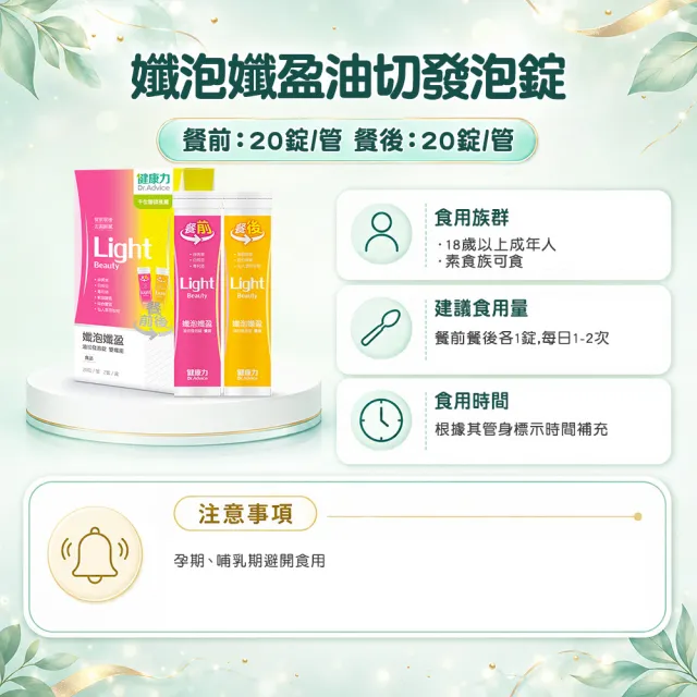 【Dr.Advice 健康力】孅泡孅盈油切發泡錠雙孅組_2入/盒(共40錠)(增加飽足感 順暢 )