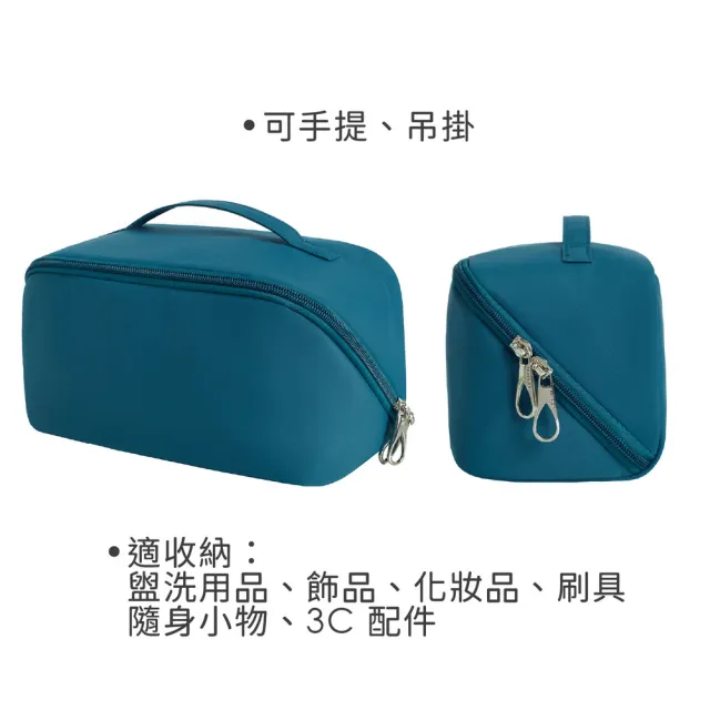 【Travelon】美國 180度展開式盥洗化妝包 地中海藍 / 大開口盥洗包 化妝包 收納包 旅行小包 盥洗收納包